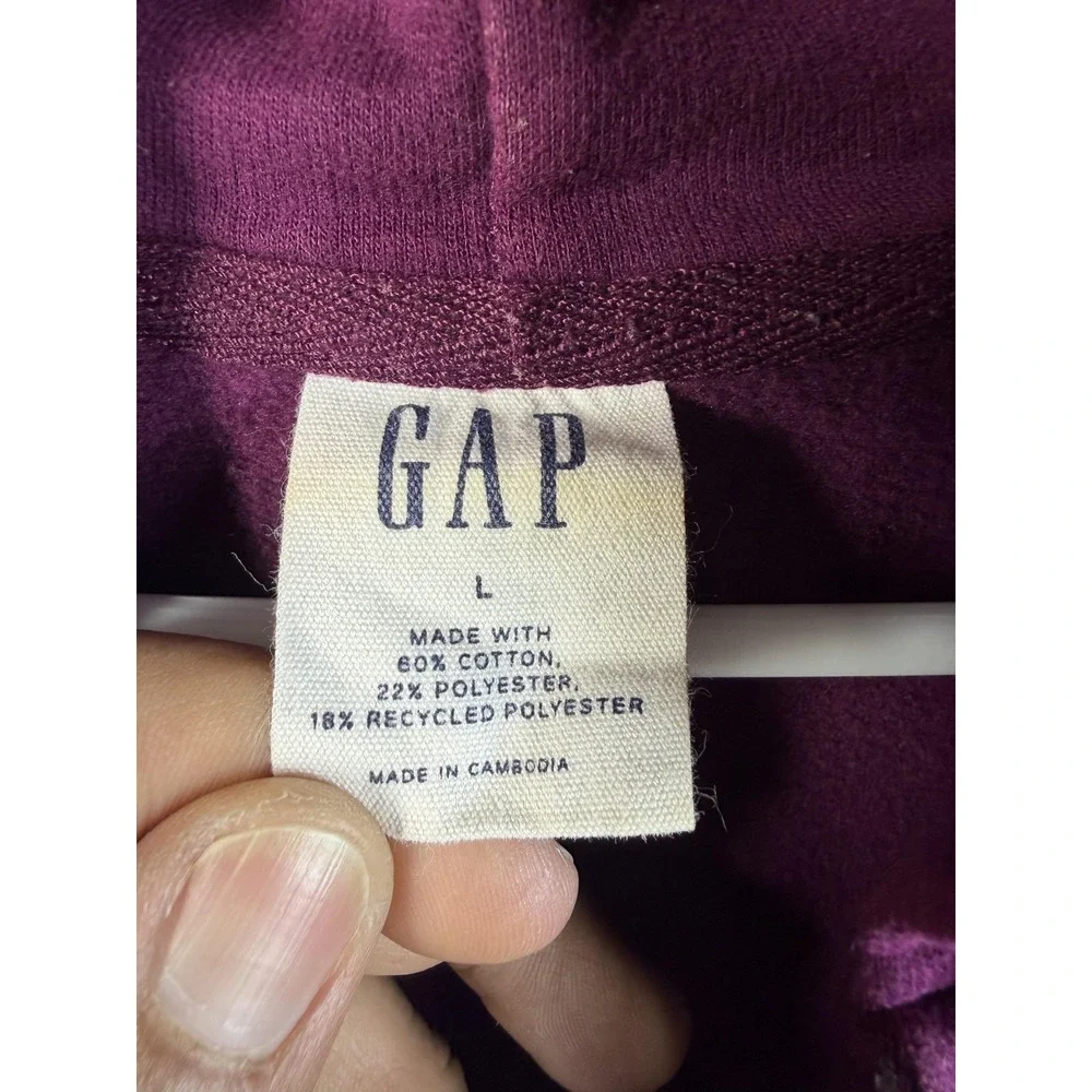 Gap Hoodie Women's Large Purple Full Zip Fleece Hooded Graphic Logo Sweatshirt